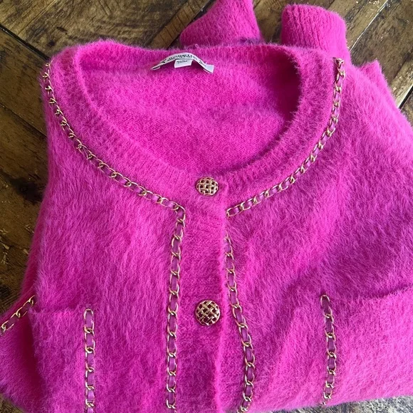 Nanette Lepore. Fuchsia cardigan  pit 21 length 23 - Picture 5 of 7